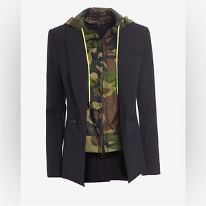 $248 Veronica Beard Camo Dickey Jacket blazer vest insert dual zip nylon fun!